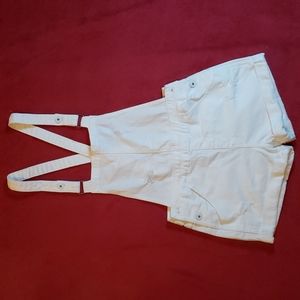 white slightly distressed denim shorts overalls size small